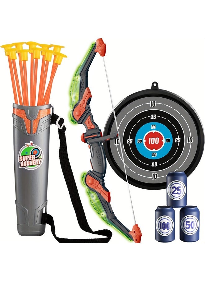 Occuwzz - Kids Bow and Arrow Toy Set LED Light Up Archery Toys Outdoor Indoor Shooting Games Toys Boys Grils Birthday Gifts Green Light Bow and Arrow - Image 1