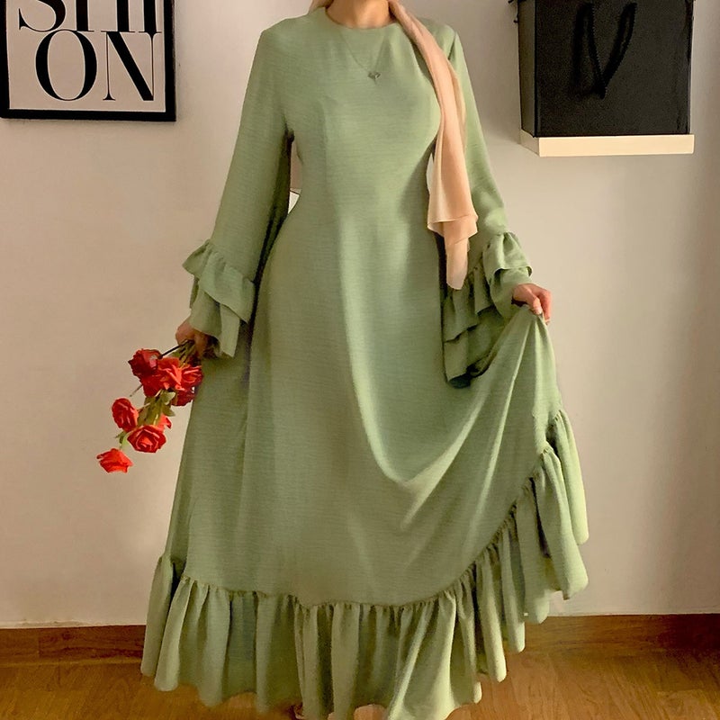 monica fashion Elegant Long Sleeve A-Line Dress - Image 2