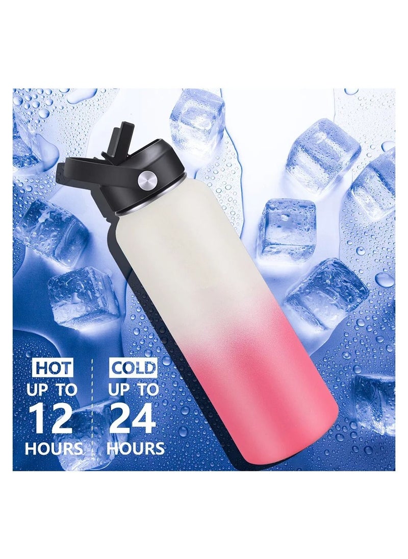 Delivus Insulated Water Bottle - Large Stainless Steel Hydro Vacuum Flask With Wide Mouth and Straw Flip - Open Water Bottle (Tiffany and Blue)  - Image 3
