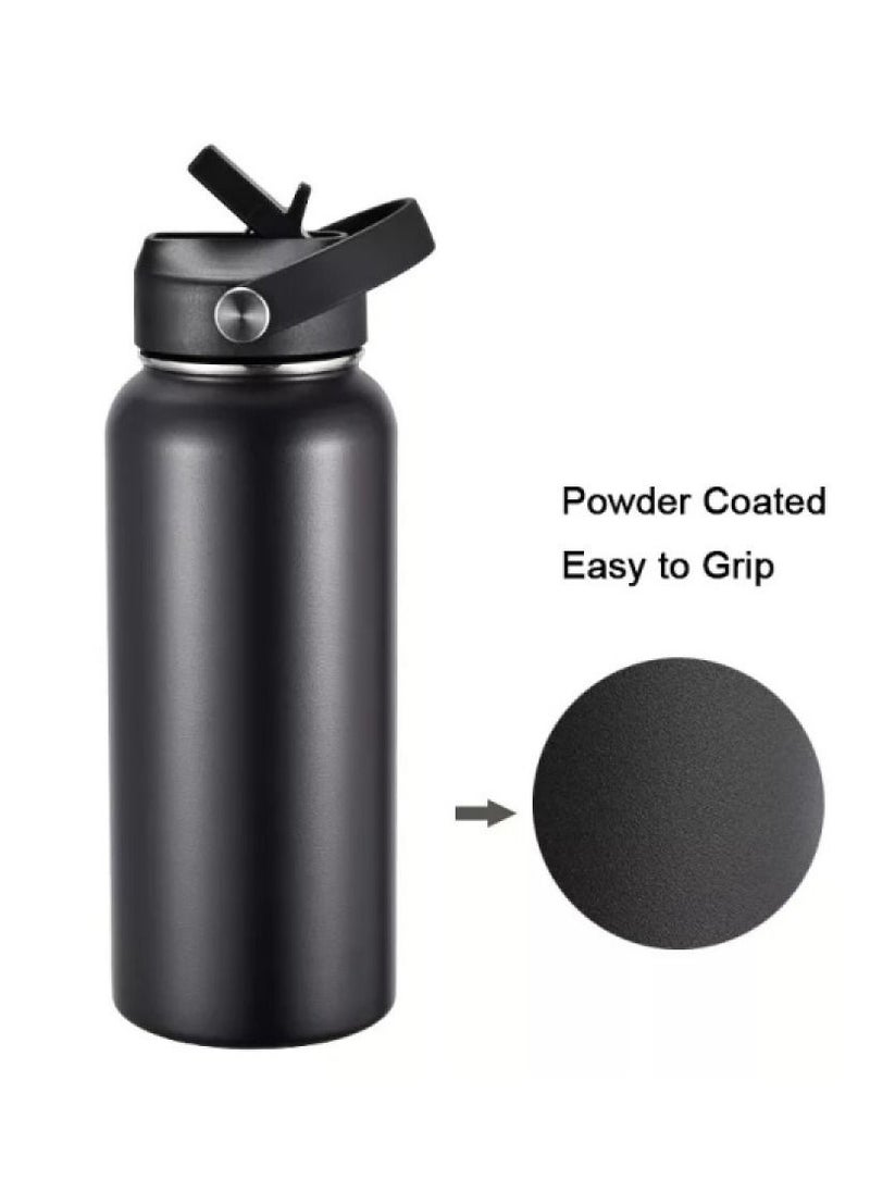 Delivus Insulated Water Bottle - Large Stainless Steel Hydro Vacuum Flask With Wide Mouth and Straw Flip - Open Water Bottle (Tiffany and Blue)  - Image 4
