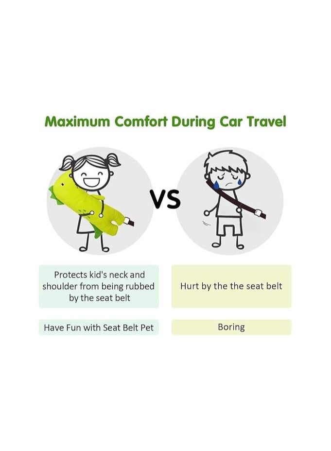 general Kids Travel Pillow for Car, Children's Dinosaur Travel Seat Belt Pillow, Seat Belt Cushion, Car Seat Vehicle Seat Strap Head Neck Support Shoulder Pad, Car Traveling Pillows for Children Baby  - Image 3