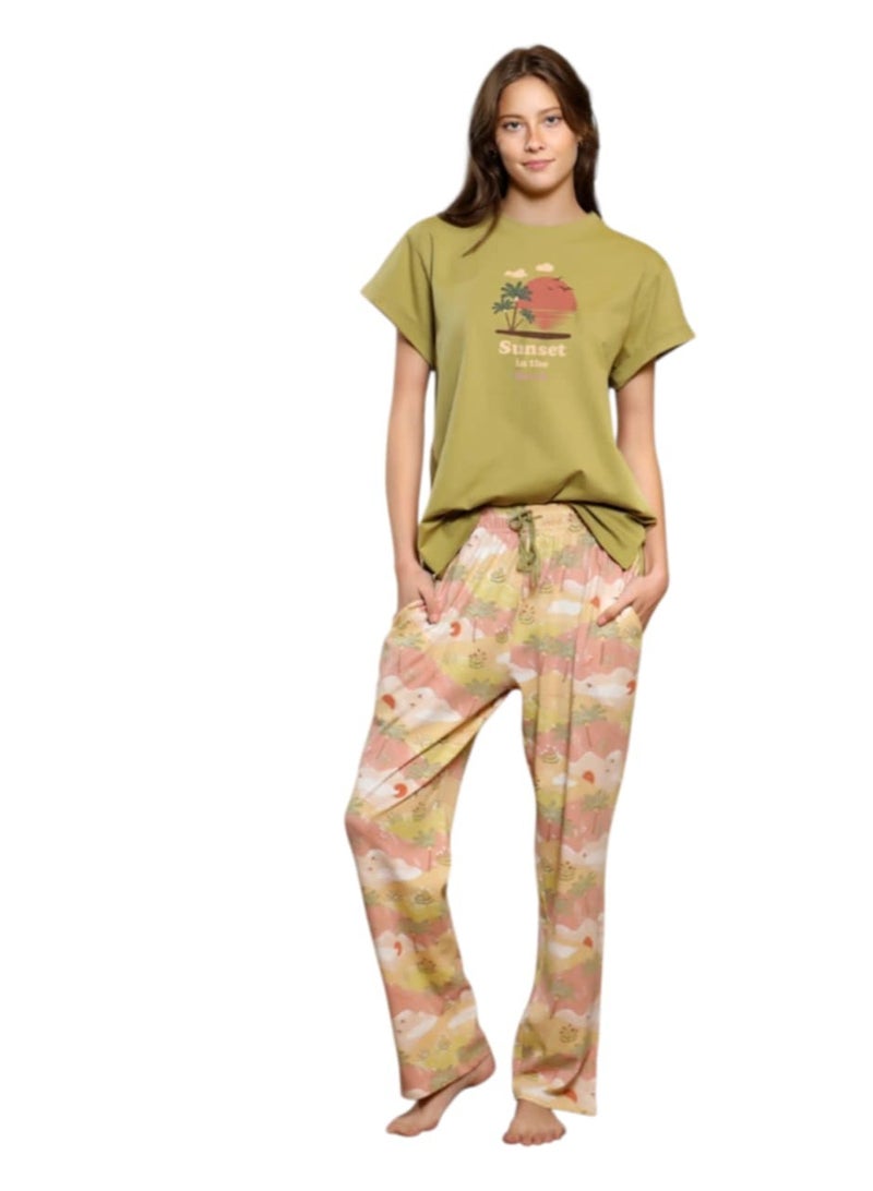 Smile Cotton women printed short sleeve pajamas set - Image 3