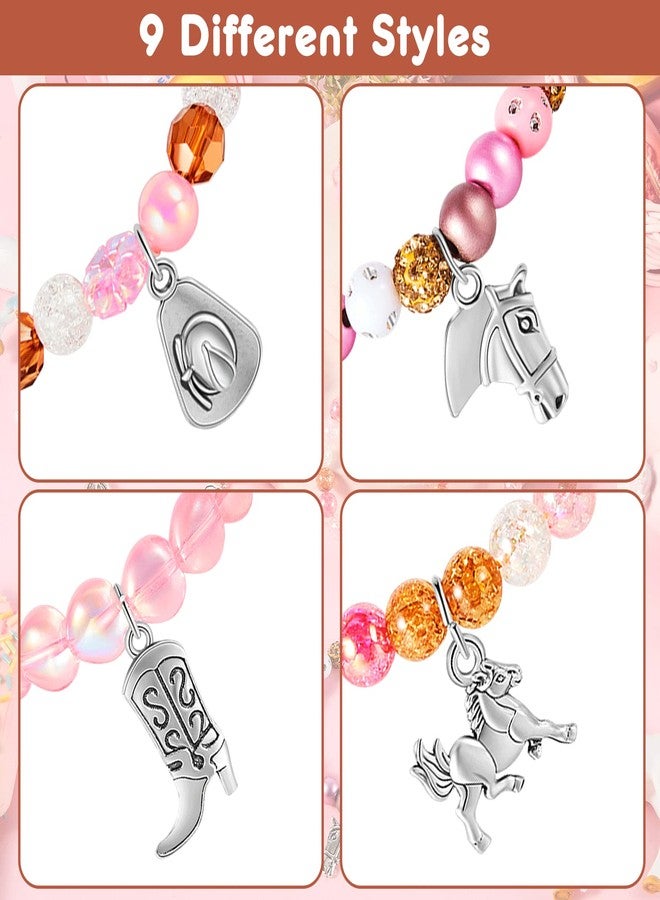 سوريو مجموعة أساور خرز غربية من Sureio، 9 قطع، هدايا مثالية لحفلات الكريسماس للبالغين، مزينة بتعليقات على شكل حصان وحذاء رعاة البقر، مجوهرات رائعة لمحبي الخيول للسيدات. - Image 3