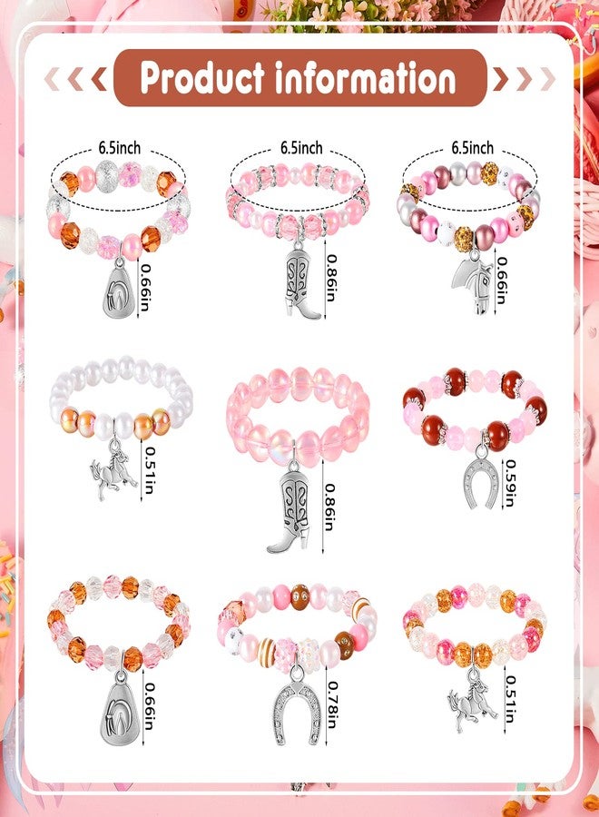 سوريو مجموعة أساور خرز غربية من Sureio، 9 قطع، هدايا مثالية لحفلات الكريسماس للبالغين، مزينة بتعليقات على شكل حصان وحذاء رعاة البقر، مجوهرات رائعة لمحبي الخيول للسيدات. - Image 2