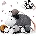 Arrowbash 5 Pcs Opossum Stuffed Animals Set 14 Large Mommy Possum Plush with 4 Small Babies Opossums in Zippered Tummy Stuffed Plush Toys Gift for Kids Girls Boys Christmas Birthday Possum Lover - Image 2