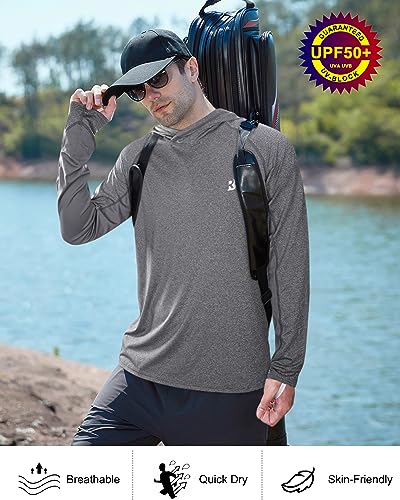 Roadbox UPF 50+ Fishing Shirts for Men Long Sleeve UV Sun Protection Hoodie Outdoor Hiking Shirts - Image 5