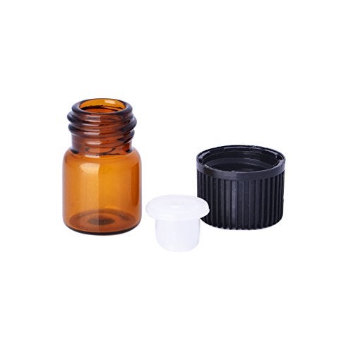 Enslz Mini Essential Oil Bottles Empty Sample bottle 1ml(1/4 dram) 2ml (5/8 dram) Amber Glass Bottle with Orifice Reducer and cap, With 2 Free Transfer Eye droppers(50 Pcs) (1ml) - Image 5