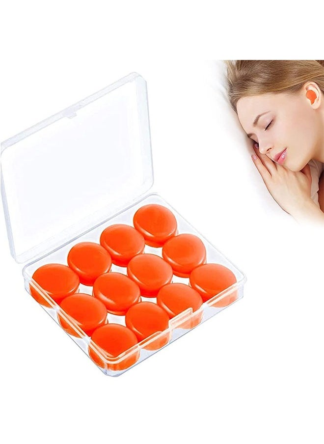 SYOSI - 6 Pairs Gel Ear Plugs Reusable Silicone Earplugs Waterproof Moldable Swimming Earplugs Noise Cancelling Ear Plugs for Adults Ear Plugs for Swimming Sleeping Snoring Studying (Orange) - Image 1