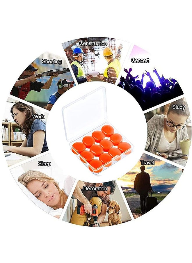 SYOSI - 6 Pairs Gel Ear Plugs Reusable Silicone Earplugs Waterproof Moldable Swimming Earplugs Noise Cancelling Ear Plugs for Adults Ear Plugs for Swimming Sleeping Snoring Studying (Orange) - Image 1