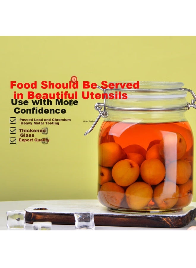 Hibi Glass Storage Jar Household Glass Bottle Wine Bottle Pickle Jar Grain Storage Box 0.8l+1l.
