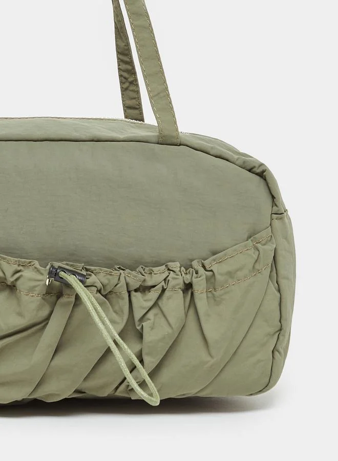 Styli Front Pleats Dual Strap Shoulder Bag