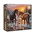 Larkipuzz Art Sunset Horse Puzzles for Adults 1000 Pieces Aesthetic Colorful Animal Landscape Jigsaw Puzzles Hard Challenging Forest River Mustang Painting Puzzle - Image 2