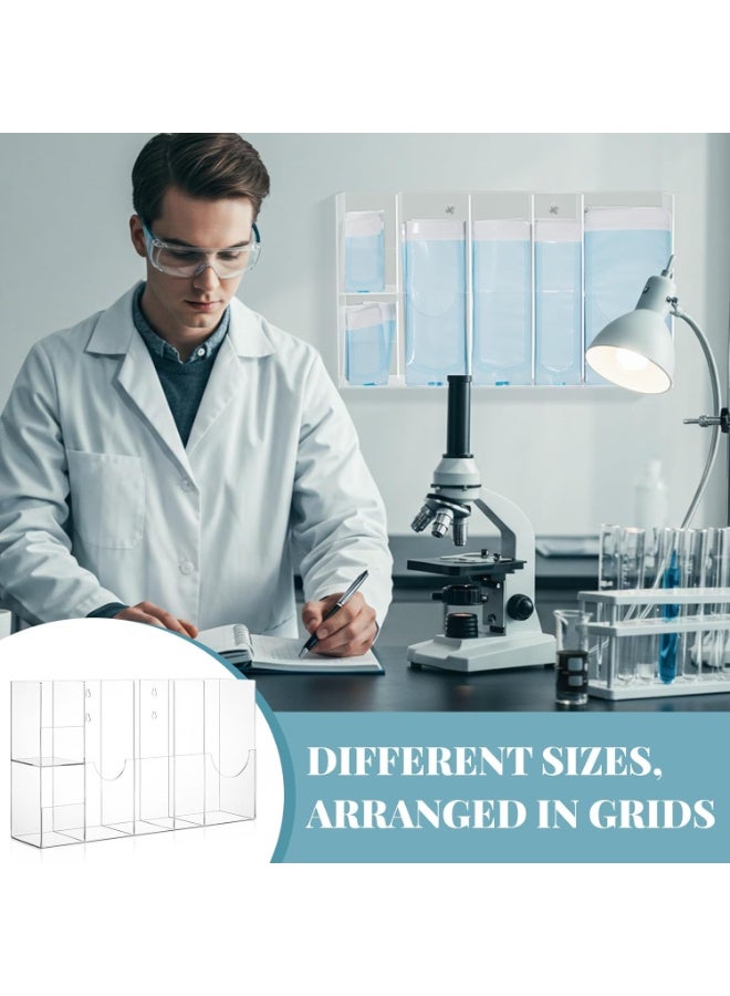 SLASA Clear Acrylic Pouches Dispenser Rack – Wall Mount Holder 52 x 30 x 11 cm with 6 Divided Stations for Multi-Sized Sterilization Pouches – Durable, Sleek, Modern Acrylic Organizer - Image 4
