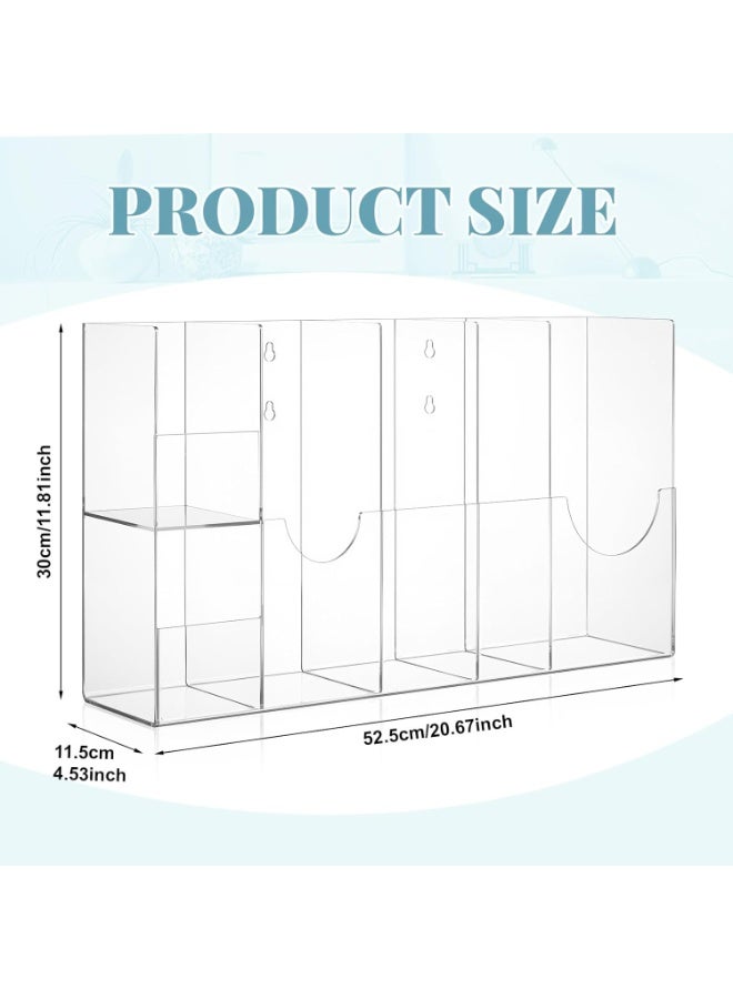 SLASA Clear Acrylic Pouches Dispenser Rack – Wall Mount Holder 52 x 30 x 11 cm with 6 Divided Stations for Multi-Sized Sterilization Pouches – Durable, Sleek, Modern Acrylic Organizer - Image 2