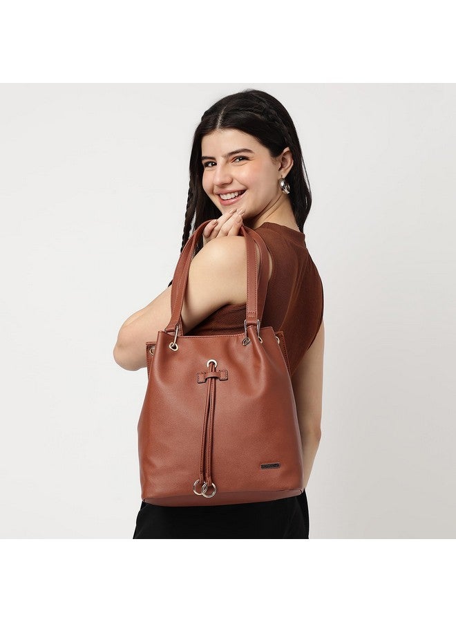 Fastrack Women Compact Trendy Tote with Zip Closure | Main Compartment, Inner Slip and Zip Pockets | Stylish Everyday Tote | Trendy Women Handbags | Totes for Casual Carry, Tan - Image 2