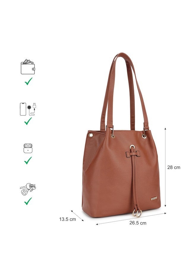 Fastrack Women Compact Trendy Tote with Zip Closure | Main Compartment, Inner Slip and Zip Pockets | Stylish Everyday Tote | Trendy Women Handbags | Totes for Casual Carry, Tan - Image 4