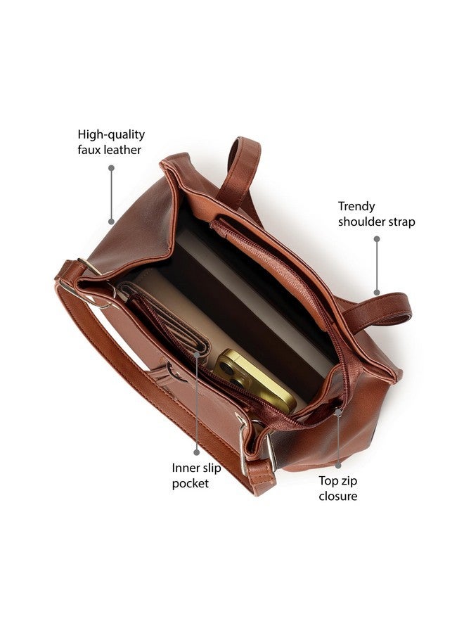 Fastrack Women Compact Trendy Tote with Zip Closure | Main Compartment, Inner Slip and Zip Pockets | Stylish Everyday Tote | Trendy Women Handbags | Totes for Casual Carry, Tan - Image 3