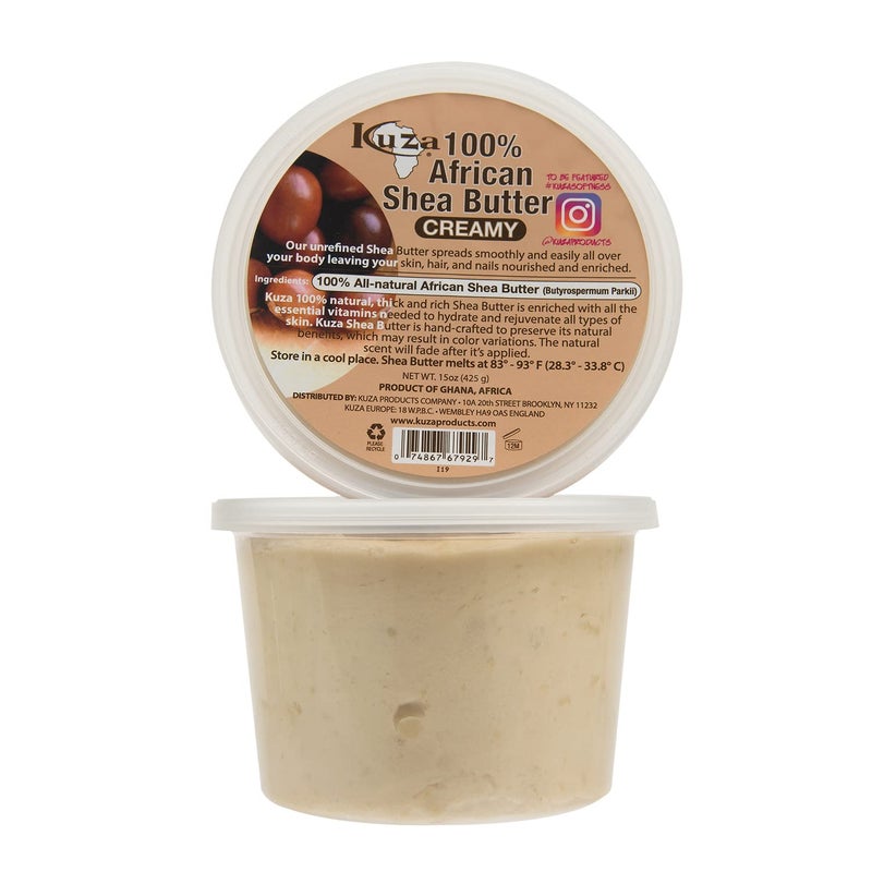 Kuza 100% Pure African Shea Butter with Borututu, White Creamy - 15oz. - Moisturizer for Hair, Skin & Nails - Image 2