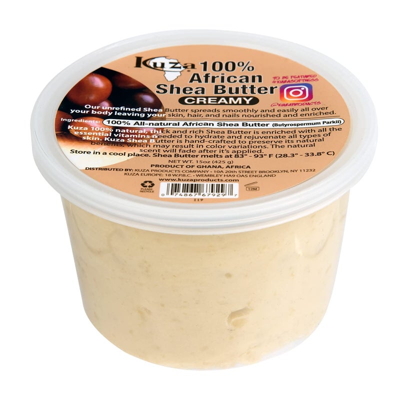 Kuza 100% Pure African Shea Butter with Borututu, White Creamy - 15oz. - Moisturizer for Hair, Skin & Nails - Image 1