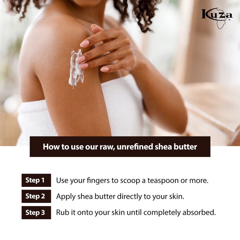 Kuza 100% Pure African Shea Butter with Borututu, White Creamy - 15oz. - Moisturizer for Hair, Skin & Nails - Image 4