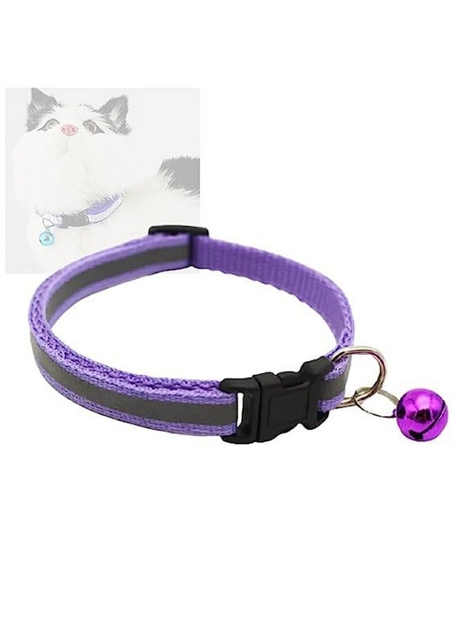 طوق لطيف بتصميم عاكس مقاس 15 مم مع جرس للكلاب والقطط الصغيرة (عبوة من قطعة واحدة) - أرجواني - Image 1