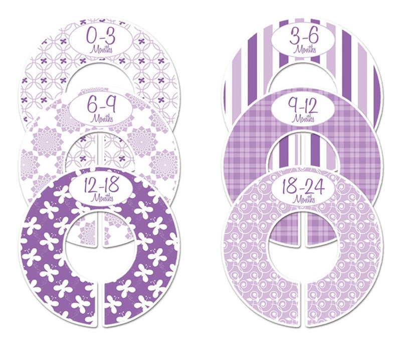 Closet Doodles 6 Baby Girl Nursery C134 Clothing Size Closet Dividers Purple Theme - Image 3