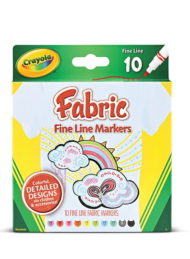 Crayola 10 قلم تحديد قماش رفيع - Image 1