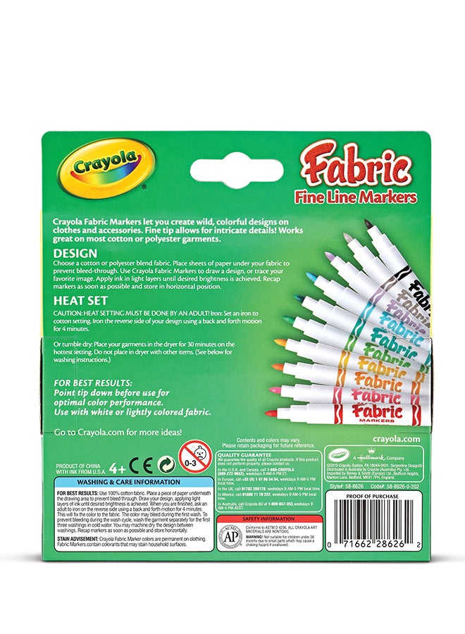 Crayola 10 قلم تحديد قماش رفيع - Image 2