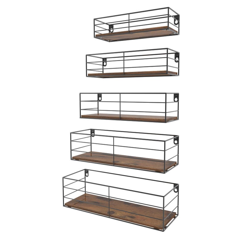 EYMPEU Floating Shelves for Wall Set of 5 Rustic Wall Shelf for Bathrooms Bedrooms Kitchen Living Room Office Laundry room
