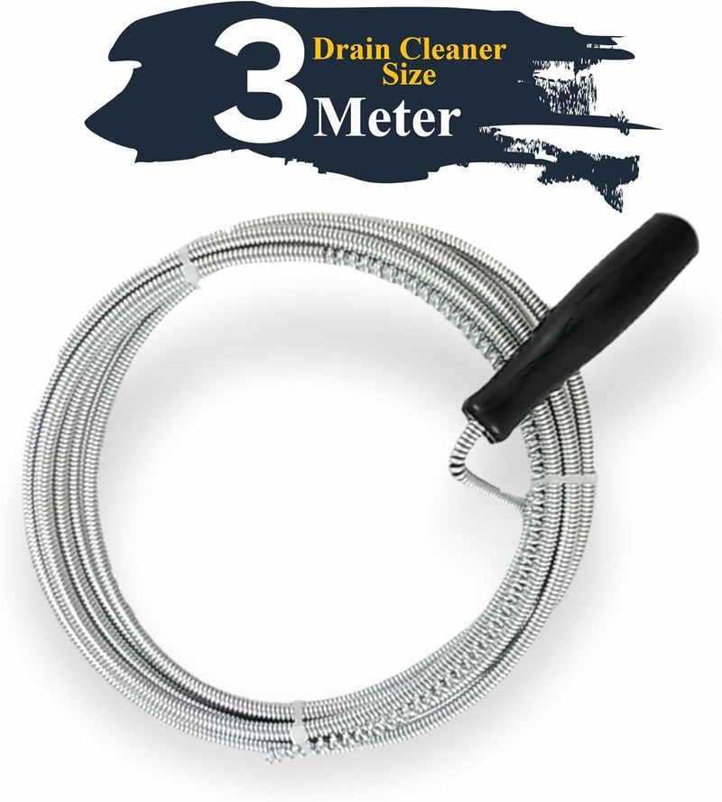Orrda Orrda Drain Cleaner Wire Flexible Steel Body Spring Drainage Block Remover Machine Tool for Kitchen Sink Wash Basin Drainage Pipe Cleaner Drain Clog 1Pcs_Multicolor 3 Meter - Image 2