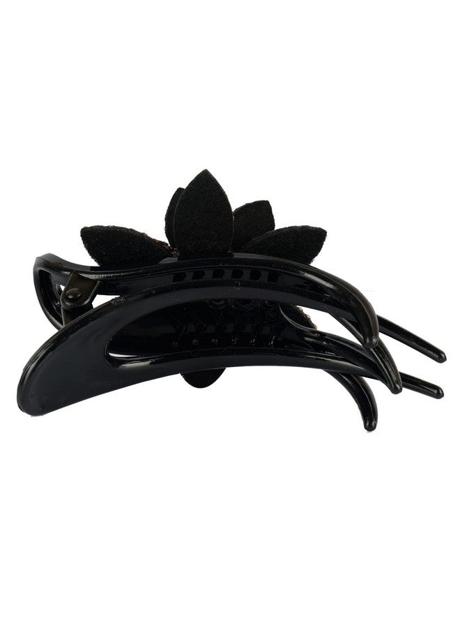 ZEMANIA مشبك شعر زهرة واحدة من زيمانيا مزين بالأحجار الكريمة، مشبك شعر زهرة كريستالية، مشبك شعر للنساء والفتيات (9 سم × 5.6 سم) - Image 5