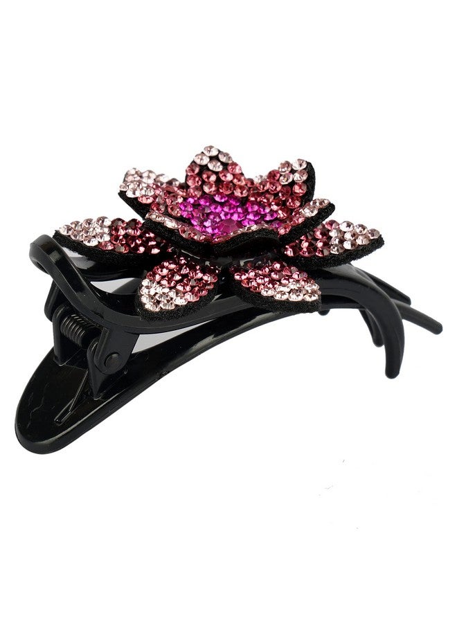 ZEMANIA مشبك شعر زهرة واحدة من زيمانيا مزين بالأحجار الكريمة، مشبك شعر زهرة كريستالية، مشبك شعر للنساء والفتيات (9 سم × 5.6 سم) - Image 3