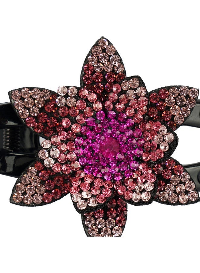 ZEMANIA مشبك شعر زهرة واحدة من زيمانيا مزين بالأحجار الكريمة، مشبك شعر زهرة كريستالية، مشبك شعر للنساء والفتيات (9 سم × 5.6 سم) - Image 4