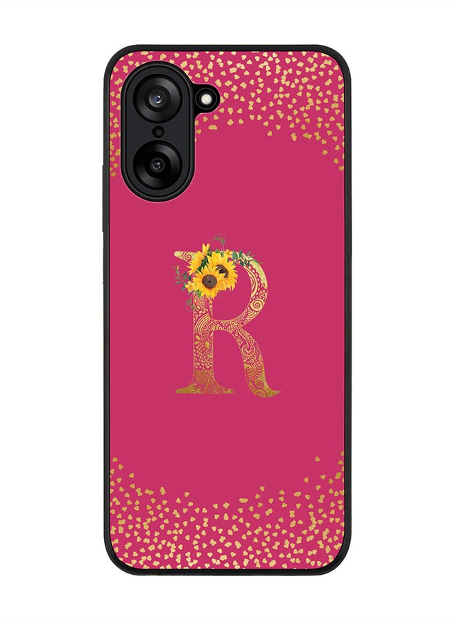 Stylizedd For OnePlus Nord CE5 / Ace 5 Racing Case,Slim fit Camera Protection, Shockproof Thin Phone cover  - Custom Floral Monogram - R ( Deep Pink )