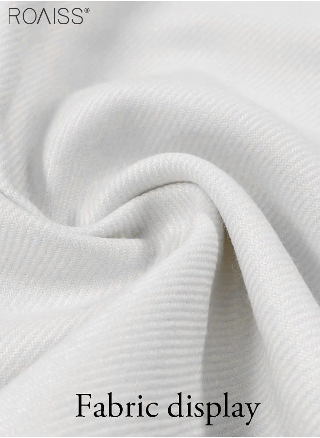 roaiss - Fashionable Casual Cotton And Linen Shirt Men'S Summer Daily Lapel Solid Color Short Sleeve Button Closure Top - Image 1