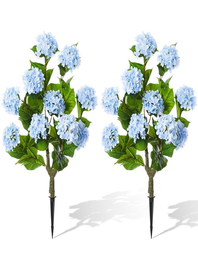 Daifunli 2 Pack 36″ Artificial Hydrangea Trees Real to Touch Faux Hydrangea Bushes Plants with Stakes for Wedding Spring Home Office Living Room Housewarming Gift(Blue) - Image 1