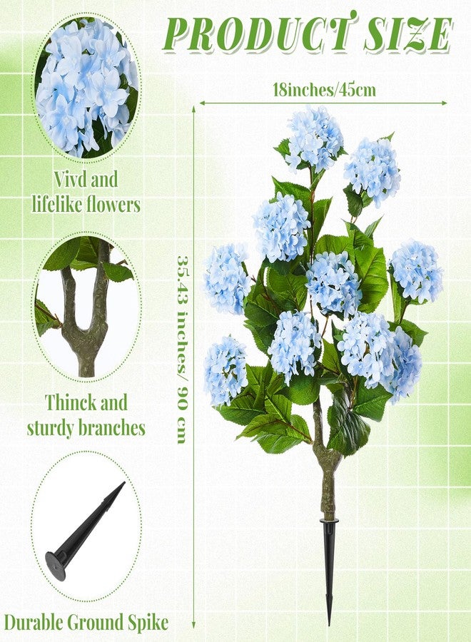 Daifunli 2 Pack 36″ Artificial Hydrangea Trees Real to Touch Faux Hydrangea Bushes Plants with Stakes for Wedding Spring Home Office Living Room Housewarming Gift(Blue) - Image 2