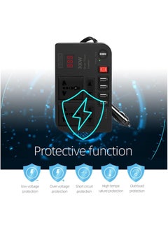 BYGD 300W Car Power Inverter DC 12V/24V to 220V AC with 4 USB Ports Fast Charging with 2 Universal Sockets with Multifunctional LED Display Photovoltaic Inverter  - Image 4