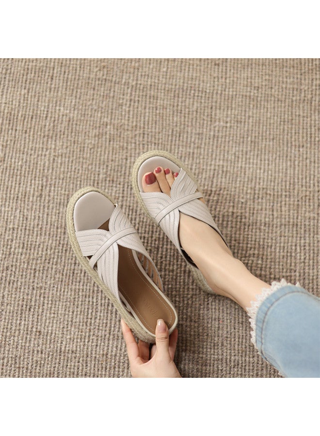 AME Straw Woven Resort Wedge Sandals 2025, Elegant Butterfly Wing Vintage Flip Flops, Premium Beach Sandals - Image 5