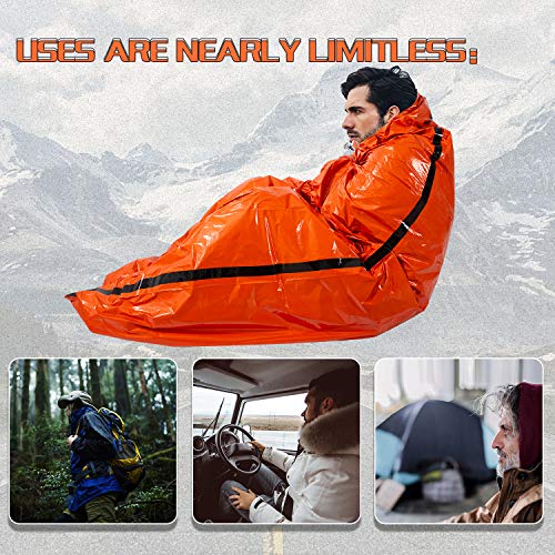 Mezonn Emergency Sleeping Bag Survival Bivy Sack Use as Emergency Blanket Lightweight Survival Gear for Outdoor Hiking Camping Keep Warm After Earthquakes, Hurricanes and Other disasters - Image 4