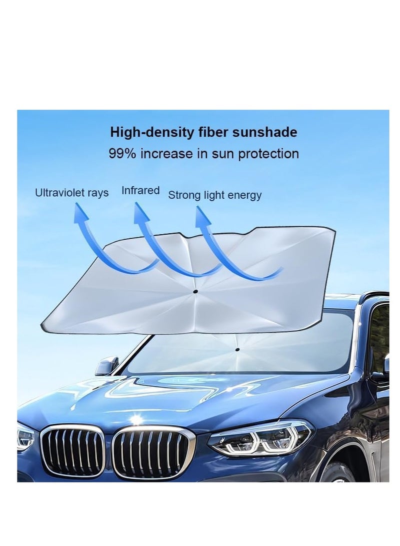 Generic Car Sun Shade, Windshield Sun Shade Uv Rays Protection For Car, Foldable Umbrella Car Shade, Easy To Use Car Sun Shade, The Car Sun Shade Comes With Leather Storage Pouch For Easy Storage - Image 4