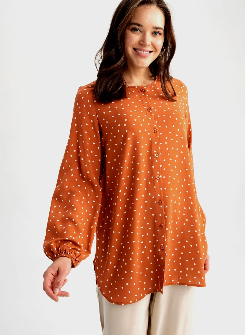 DeFacto Button Down Tunic Printed Shirt