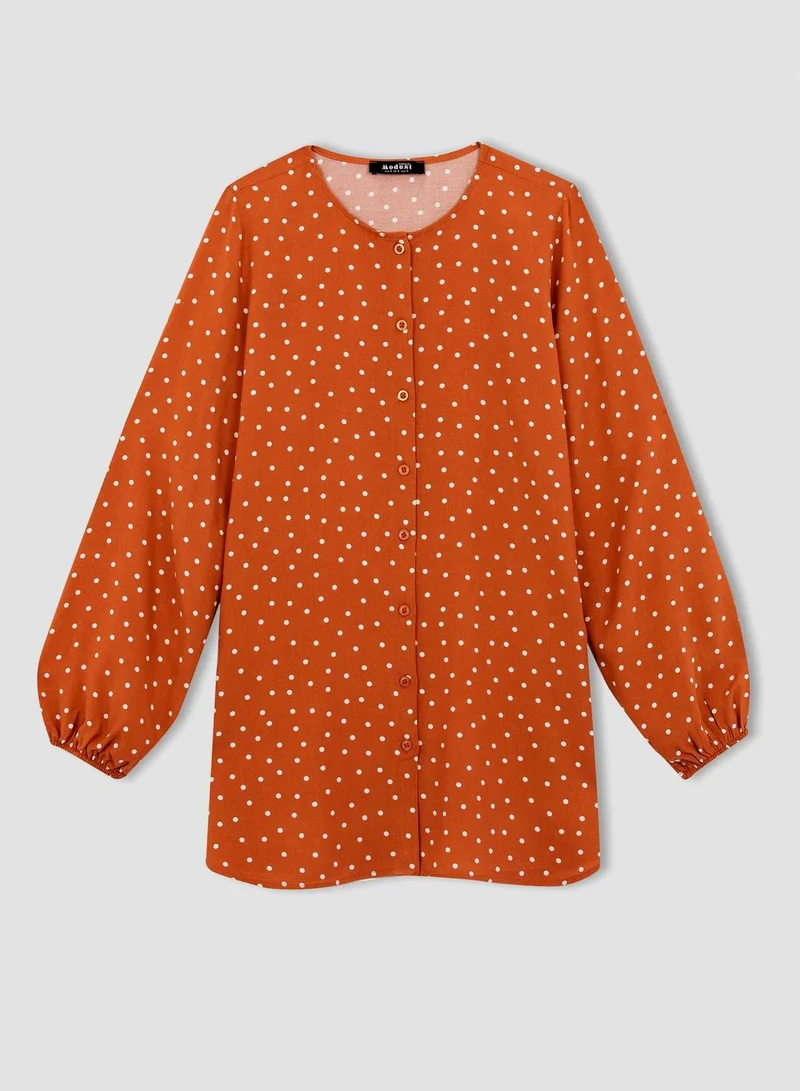 DeFacto Button Down Tunic Printed Shirt