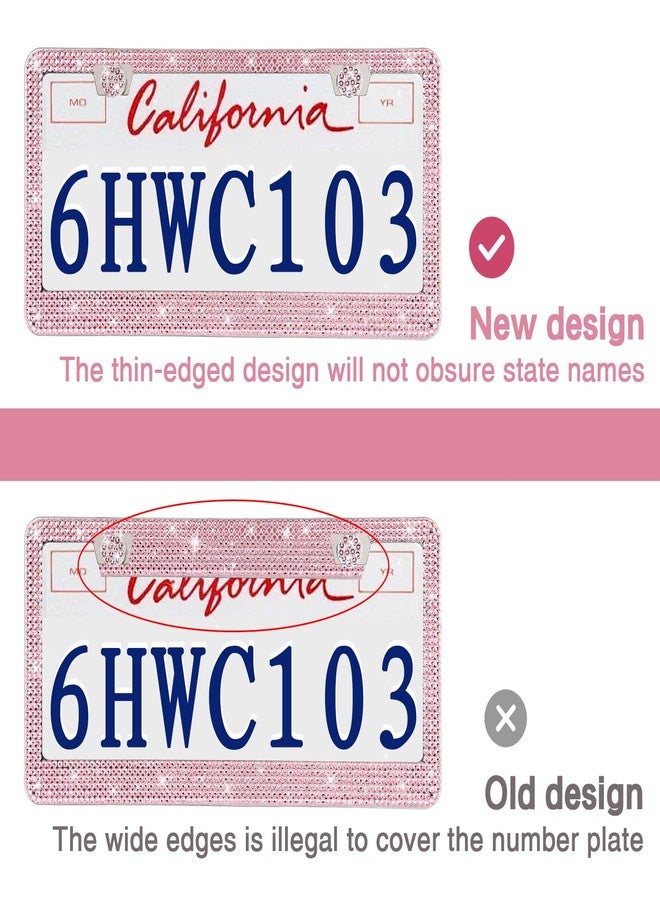 RtPcor 2 Pack License Plate Frames Bling License Plate Frame for Women Dazzling Rhinestone License Plate Holder (Pink) - Image 4