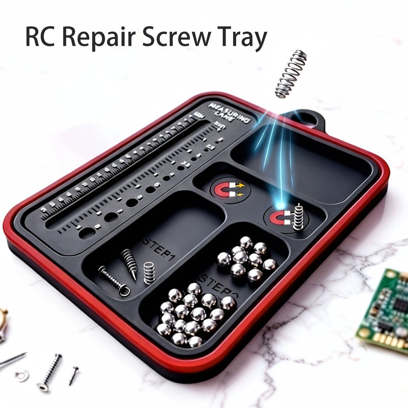 Pure Black RC Parts Screws Tray Compartment Length Diameter Gauge - Image 1