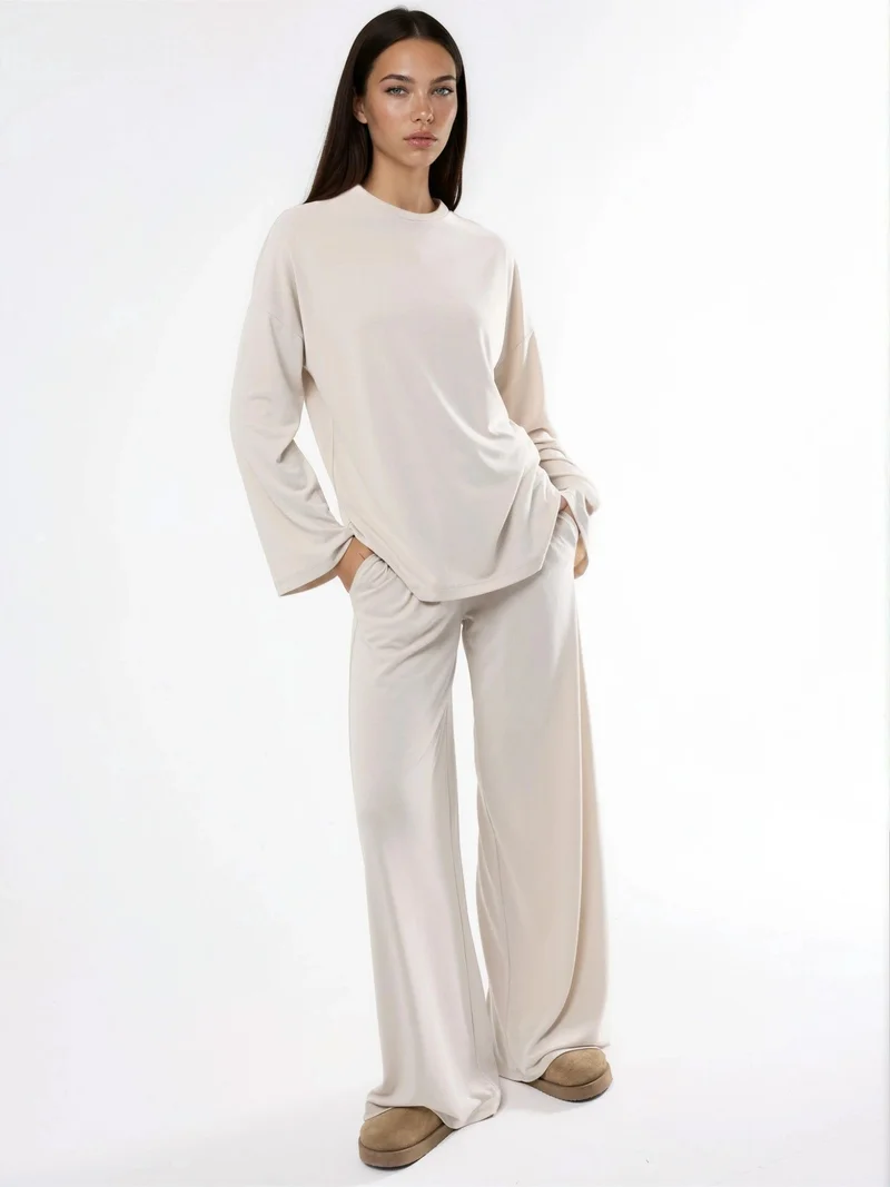 Busem BUSEM Relaxed Fit Crew Neck Long Sleeve Blouse