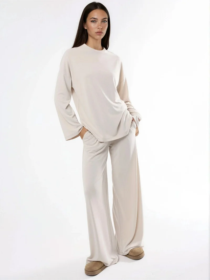 Busem BUSEM Relaxed Fit Crew Neck Long Sleeve Blouse