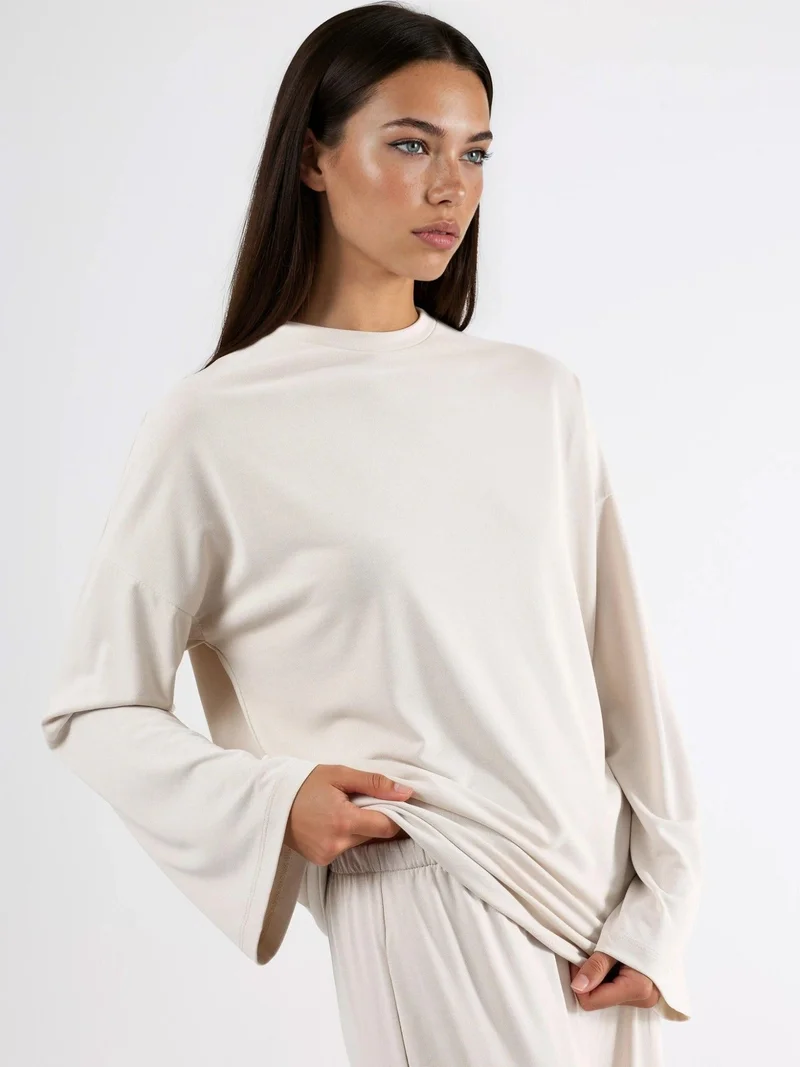 Busem BUSEM Relaxed Fit Crew Neck Long Sleeve Blouse