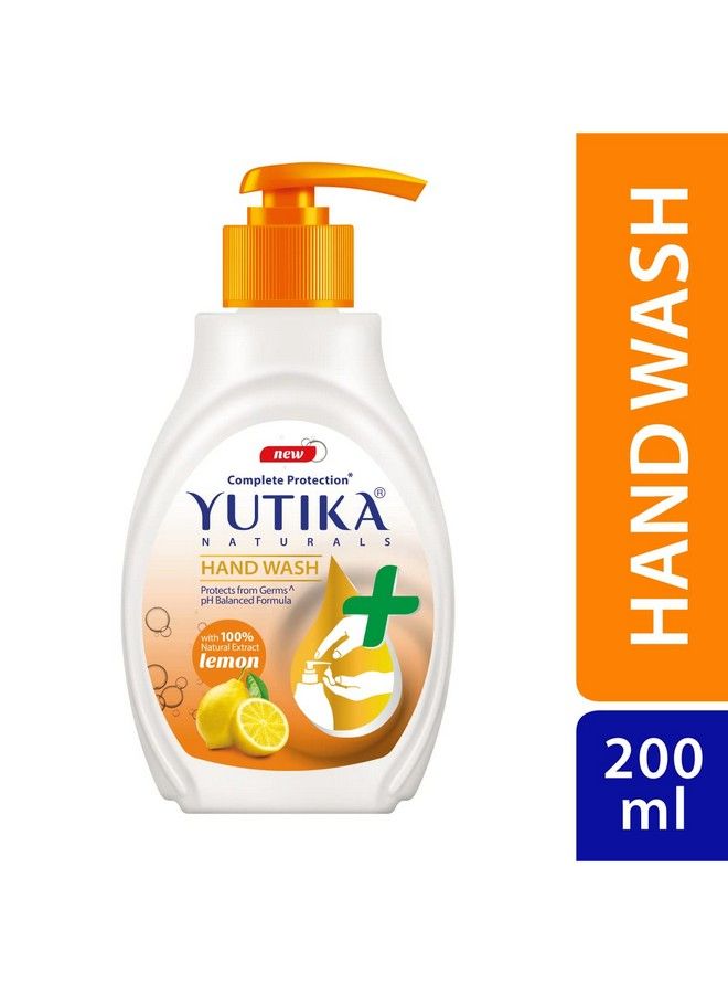 Yutika Naturals Complete Protection Lemon Handwash 100% Natural Extract Liquid Soap Pump 200Ml With 180Ml Liquid Refill Handwash - Image 3