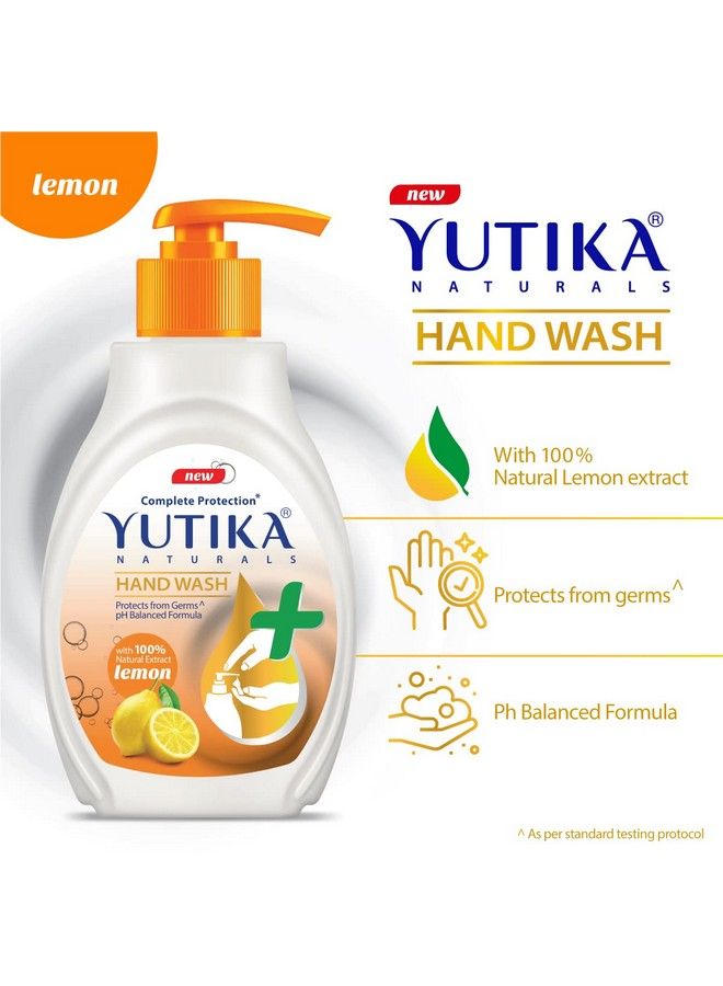 Yutika Naturals Complete Protection Lemon Handwash 100% Natural Extract Liquid Soap Pump 200Ml With 180Ml Liquid Refill Handwash - Image 5